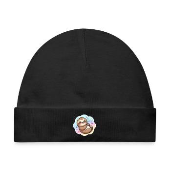 Pastell Sloth Kuscheldesign - Baby Premium Organic Mütze - Schwarz - Vorne