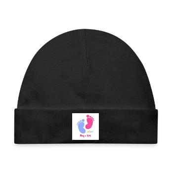 Fußabdruck Duo Baby Boy Girl - Baby Premium Organic Mütze - Schwarz - Vorne
