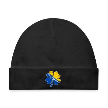 Bosnien Flagge Vierblättriges Kleeblatt used - Baby Premium Organic Mütze - Schwarz - Vorne