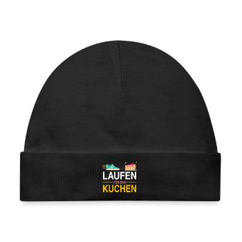 Laufen für den Kuchen – Lustiges Läufer Motiv - Baby Premium Organic Mütze - Schwarz - Vorne