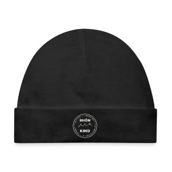 Rhönkind Badge – Rhöner Platt - Baby Premium Organic Mütze - Schwarz - Vorne