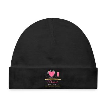 Gepinnt an dich, Valentinstags-Näh-Quilterin - Baby Premium Organic Mütze - Schwarz - Vorne