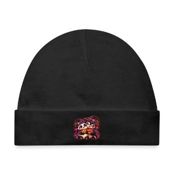 Pand'Halloween Panda-Kuschung (Yin-Yang) - Baby Premium Organic Mütze - Schwarz - Vorne
