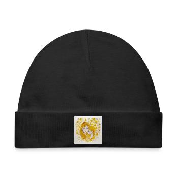 Mutter und Tochter – Liebe in Gold - Baby Premium Organic Mütze - Schwarz - Vorne