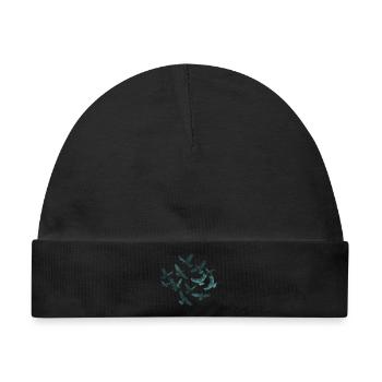 Teal Vogelflug Muster - Baby Premium Organic Mütze - Schwarz - Vorne