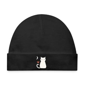 Halloween Katze Damen - Baby Premium Organic Mütze - Schwarz - Vorne