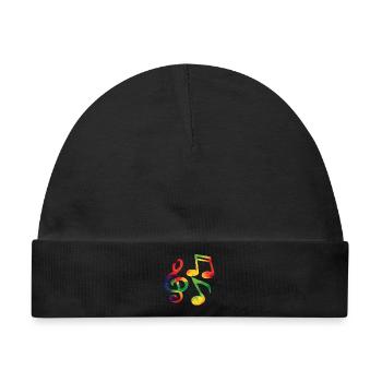Bunte Musiknoten - Baby Premium Organic Mütze - Schwarz - Vorne