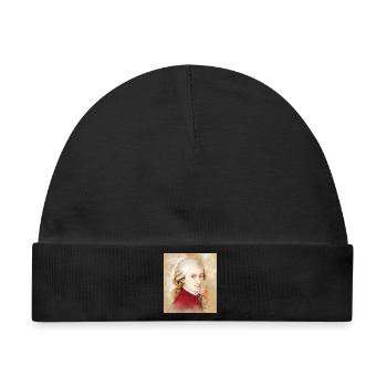 Wolfgang Amadeus Mozart im Aquarell Stil - Baby Premium Organic Mütze - Schwarz - Vorne