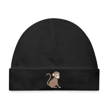 Affe Baby Äffchen - Baby Premium Organic Mütze - Schwarz - Vorne