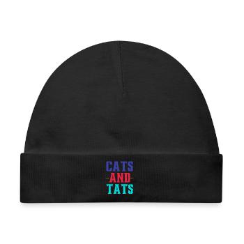 Katzen und Tattoos – Bunter Tippfehler - Baby Premium Organic Mütze - Schwarz - Vorne