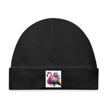 Rosa Flamingo - Baby Premium Organic Mütze - Schwarz - Vorne