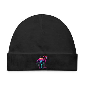 Rosa Flamingo - Baby Premium Organic Mütze - Schwarz - Vorne