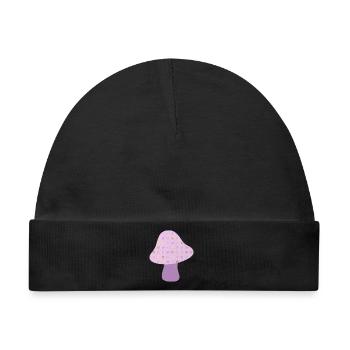 Pilz Herbst Dots Punkte Herbst Wald Kinderzimmer - Baby Premium Organic Mütze - Schwarz - Vorne
