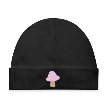 Pilz braun Punkte Dots pastell Wald Kinderzimmer - Baby Premium Organic Mütze - Schwarz - Vorne