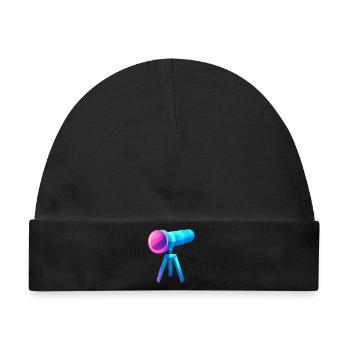 Flaches und farbenfrohes Teleskop-Design - Baby Premium Organic Mütze - Schwarz - Vorne