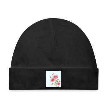 Flower - Baby Premium Organic Mütze - Schwarz - Vorne