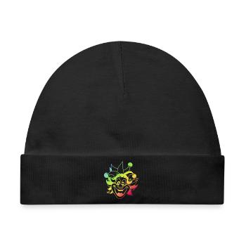 Rainbow Jester Smile Clown Kasper Fasching - Baby Premium Organic Mütze - Schwarz - Vorne