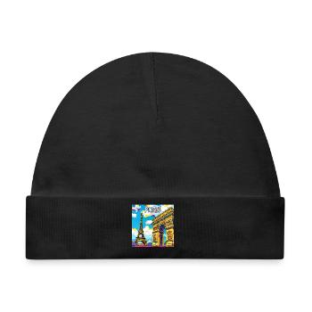 Paris Pop Art: Eiffel-Arc-Traumlandschaft - Baby Premium Organic Mütze - Schwarz - Vorne
