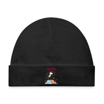 Skateboard-Einhorn - Baby Premium Organic Mütze - Schwarz - Vorne
