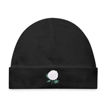 Weiße Hortensienblüte – Eleganz und Leichtigkeit - Baby Premium Organic Mütze - Schwarz - Vorne