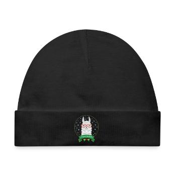 Weihnachts-Lama mit Herzbrille Merry Christmas - Baby Premium Organic Mütze - Schwarz - Vorne