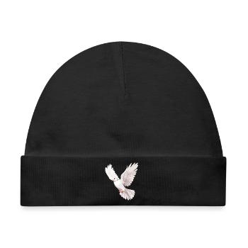 WeißeTaube im Flug Illustration - Baby Premium Organic Mütze - Schwarz - Vorne