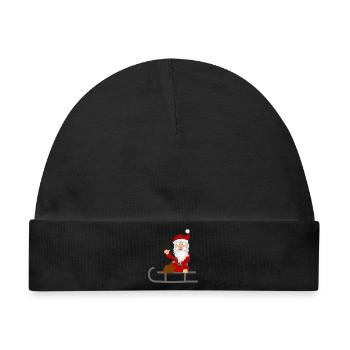 Weihnachtsmann auf dem Schlitten - Baby Premium Organic Mütze - Schwarz - Vorne