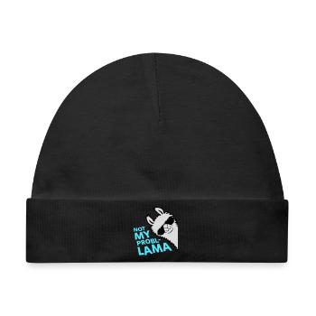 Lama Not My Problama Cool Sonnenbrille Seitlich - Baby Premium Organic Mütze - Schwarz - Vorne