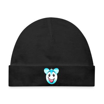 Fröhlicher Blau Weiß Bärenmaskottchen - Baby Premium Organic Mütze - Schwarz - Vorne