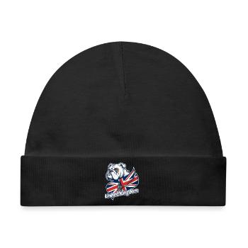 Bulldogge mit britischer Flagge und Big Ben - Baby Premium Organic Mütze - Schwarz - Vorne