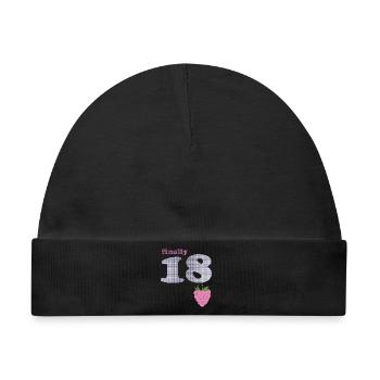 Endlich 18 – Beeren Plaid Design - Baby Premium Organic Mütze - Schwarz - Vorne