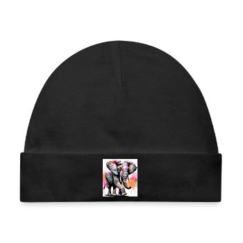 Elefant - Baby Premium Organic Mütze - Schwarz - Vorne