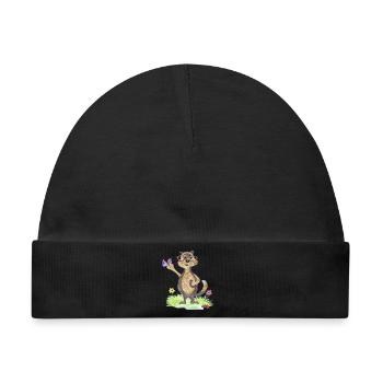 Otter Max  - Baby Premium Organic Mütze - Schwarz - Vorne