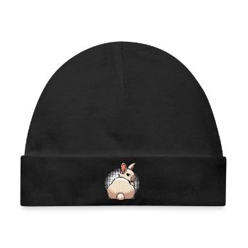 Kaninchen Hase Hasen langohr Klopfer Rammler - Baby Premium Organic Mütze - Schwarz - Vorne