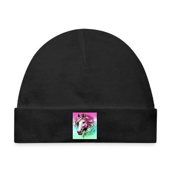 Pferd - Baby Premium Organic Mütze - Schwarz - Vorne