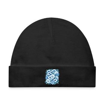 Hellblaues Snakes Rosenbeet-Design. - Baby Premium Organic Mütze - Schwarz - Vorne