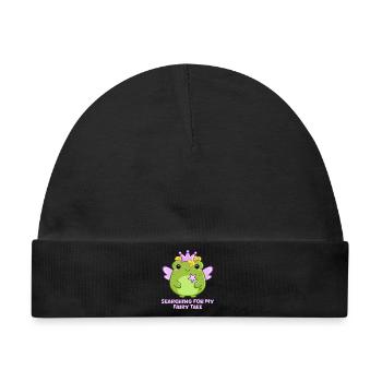 Gute Fee als Frosch mit Zauberstab und Spruch - Baby Premium Organic Mütze - Schwarz - Vorne