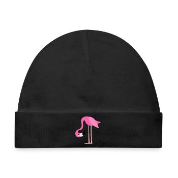 Flamingo Pink Cartoon Stil - Baby Premium Organic Mütze - Schwarz - Vorne
