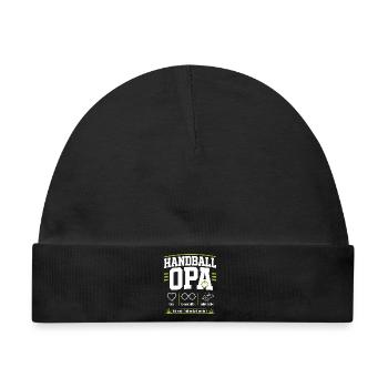 Handballopa Geschenk – Stolz & Expertenblick - Baby Premium Organic Mütze - Schwarz - Vorne