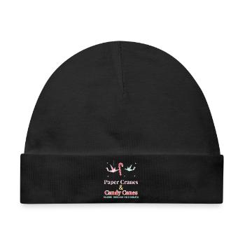 Papierkraniche und Zuckerstangen-Weihnachtsorigami - Baby Premium Organic Mütze - Schwarz - Vorne