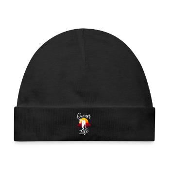 Ozeanleben Surfer Sonnenuntergang - Baby Premium Organic Mütze - Schwarz - Vorne