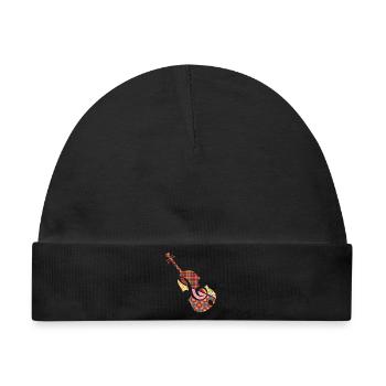 schöne Patchwork Violine mit Violinschlüssel - Baby Premium Organic Mütze - Schwarz - Vorne