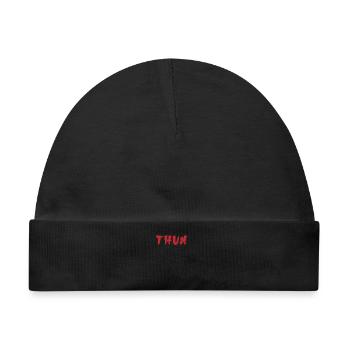 THUN Design - Handgezeichnet in Rot - Baby Premium Organic Mütze - Schwarz - Vorne