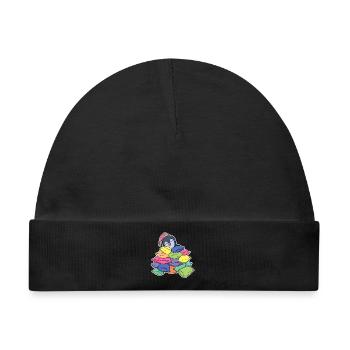 Schlafender Pinguin - Baby Premium Organic Mütze - Schwarz - Vorne