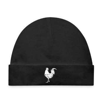 Hahn Huhn Gockel - Baby Premium Organic Mütze - Schwarz - Vorne