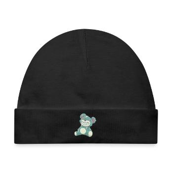 Pastell Gothic Bär - Baby Premium Organic Mütze - Schwarz - Vorne