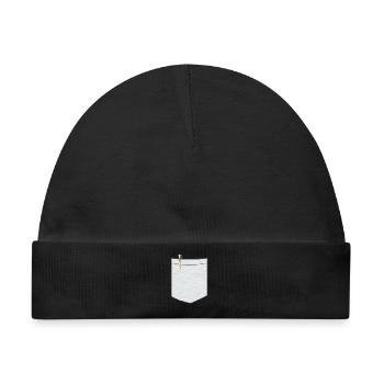 Brusttasche mit Kugelschreiber - Baby Premium Organic Mütze - Schwarz - Vorne