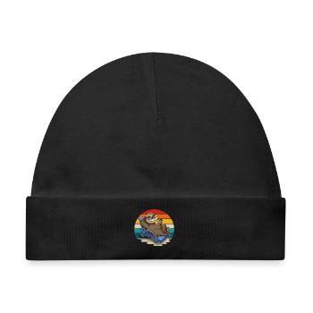 Faultier Urlaub Urlauber Chillen - Baby Premium Organic Mütze - Schwarz - Vorne