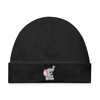 Elefant Waffeleis - Baby Premium Organic Mütze - Schwarz - Vorne
