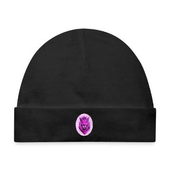 Geometrischer Löwe mit Magenta-Krone - Baby Premium Organic Mütze - Schwarz - Vorne